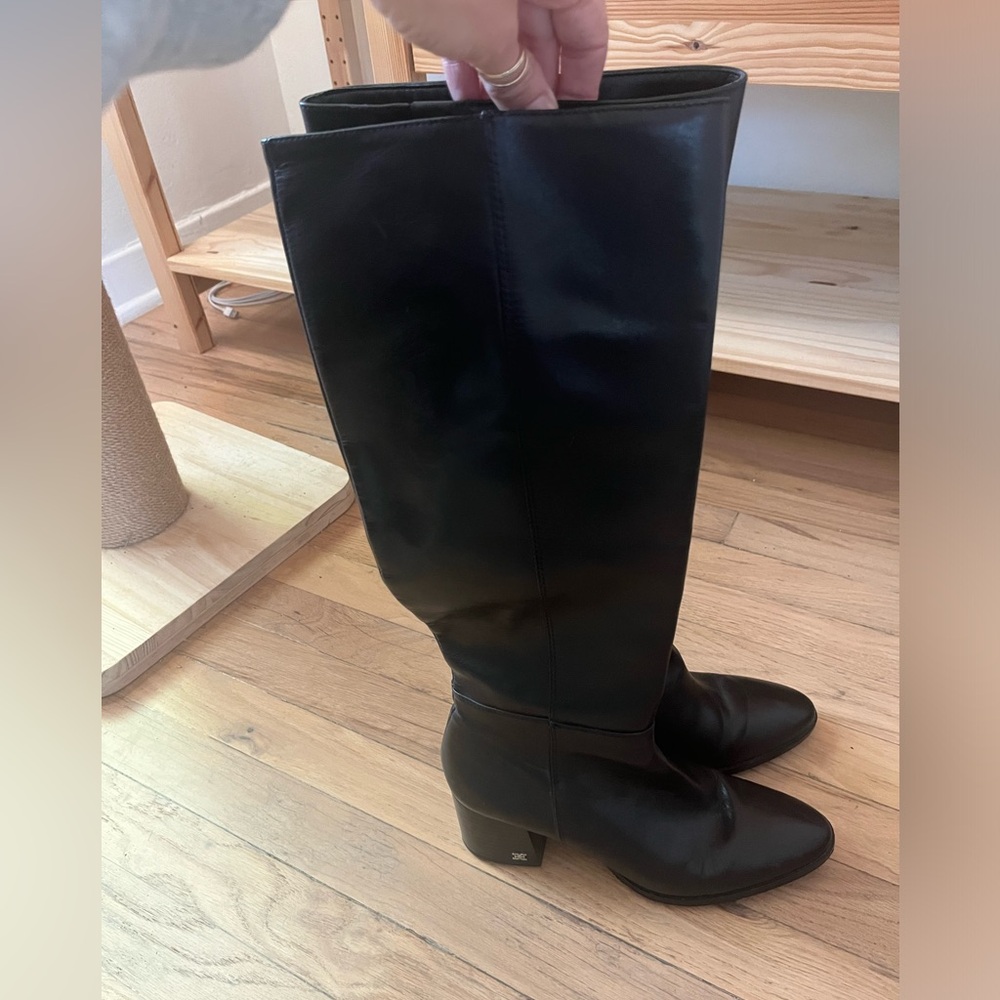 Sam Edelman Black Leather Knee-High Heeled Boots